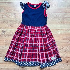 Patriotic Red White & Blue Flag Dress Girls Size 12